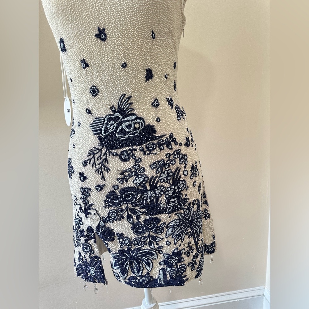 Staud  White and Blue Sleeveless Sundress - Picture 8 of 8